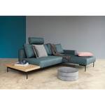 Ecksofa Bragi mit Tisch Webstoff (mit Schlaffunktion) - Stoff Soft: Indigo