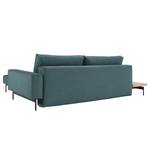 Ecksofa Bragi mit Tisch Webstoff (mit Schlaffunktion) - Stoff Soft: Indigo