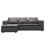 Ecksofa Brooklyn II Echtleder Echtleder Neka: Grau - Longchair davorstehend links