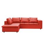 Ecksofa Brooklyn IV Echtleder Echtleder Neka: Rot - Breite: 247 cm - Ottomane davorstehend links