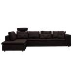 Ecksofa Brooklyn IV Echtleder Echtleder Neka: Dunkelbraun - Breite: 312 cm - Ottomane davorstehend links