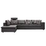 Ecksofa Brooklyn IV Echtleder Echtleder Neka: Grau - Breite: 312 cm - Ottomane davorstehend links