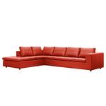 Ecksofa Brooklyn IV Echtleder Echtleder Neka: Rot - Breite: 312 cm - Ottomane davorstehend links