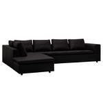 Ecksofa Brooklyn IV Echtleder Echtleder Neka: Schwarz - Breite: 312 cm - Ottomane davorstehend links