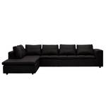 Ecksofa Brooklyn IV Echtleder Echtleder Neka: Schwarz - Breite: 312 cm - Ottomane davorstehend links