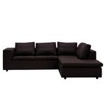 Ecksofa Brooklyn IV Echtleder Echtleder Neka: Dunkelbraun - Breite: 247 cm - Ottomane davorstehend rechts