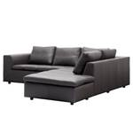 Ecksofa Brooklyn IV Echtleder Echtleder Neka: Grau - Breite: 247 cm - Ottomane davorstehend rechts