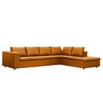 Ecksofa Brooklyn IV Echtleder Echtleder Neka: Cognac - Breite: 312 cm - Ottomane davorstehend rechts