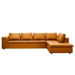 Ecksofa Brooklyn IV Echtleder Echtleder Neka: Cognac - Breite: 312 cm - Ottomane davorstehend rechts