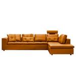 Ecksofa Brooklyn IV Echtleder Echtleder Neka: Cognac - Breite: 312 cm - Ottomane davorstehend rechts