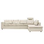 Ecksofa Brooklyn IV Echtleder Echtleder Neka: Creme - Breite: 312 cm - Ottomane davorstehend rechts