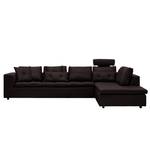 Ecksofa Brooklyn IV Echtleder Echtleder Neka: Dunkelbraun - Breite: 312 cm - Ottomane davorstehend rechts