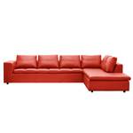 Ecksofa Brooklyn IV Echtleder Echtleder Neka: Rot - Breite: 312 cm - Ottomane davorstehend rechts