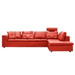 Ecksofa Brooklyn IV Echtleder Echtleder Neka: Rot - Breite: 312 cm - Ottomane davorstehend rechts