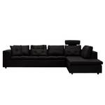 Ecksofa Brooklyn IV Echtleder Echtleder Neka: Schwarz - Breite: 312 cm - Ottomane davorstehend rechts