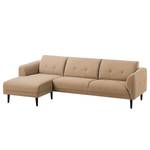 Ecksofa Cala I Strukturstoff Webstoff Osta: Cappuccino - Longchair davorstehend links - Schwarz