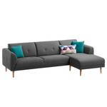 Ecksofa Cala I Strukturstoff Webstoff Osta: Anthrazit - Longchair davorstehend rechts - Beige