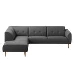 Ecksofa Cala II Strukturstoff Webstoff Osta: Anthrazit - Ottomane davorstehend links - Beige