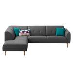 Ecksofa Cala II Strukturstoff Webstoff Osta: Anthrazit - Ottomane davorstehend links - Beige