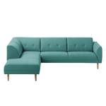 Ecksofa Cala II Strukturstoff Webstoff Osta: Petrol - Ottomane davorstehend links - Beige