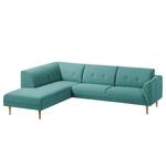 Ecksofa Cala II Strukturstoff Webstoff Osta: Petrol - Ottomane davorstehend links - Beige