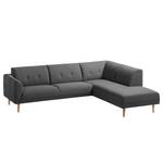 Ecksofa Cala II Strukturstoff Webstoff Osta: Anthrazit - Ottomane davorstehend rechts - Beige