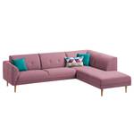 Ecksofa Cala II Strukturstoff Webstoff Osta: Flieder - Ottomane davorstehend rechts - Beige