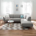 Ecksofa Cala II Strukturstoff Webstoff Osta: Graubraun - Ottomane davorstehend rechts - Beige