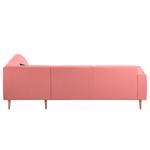 Ecksofa Cala II Strukturstoff Webstoff Osta: Koralle - Ottomane davorstehend rechts - Beige