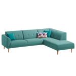 Ecksofa Cala II Strukturstoff Webstoff Osta: Petrol - Ottomane davorstehend rechts - Beige