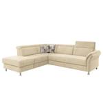 Ecksofa Calang Webstoff Creme - Ottomane davorstehend links - Keine Funktion