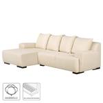 Hoekbank Caldelas III geweven stof - Beige - Longchair vooraanzicht links