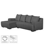 Ecksofa Caldelas Webstoff III Dunkelgrau - Longchair davorstehend links