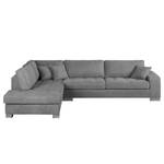 Ecksofa Calipso Webstoff Longchair/Ottomane davorstehend links - Grau