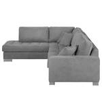 Ecksofa Calipso Webstoff Longchair/Ottomane davorstehend links - Grau