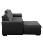 Ecksofa Callaway I mit Schlaffunktion - Strukturstoff/Kunstleder - Dunkelgrau / Schwarz - Longchair davorstehend links