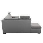 Ecksofa Callaway II Strukturstoff/Kunstleder - Grau - Ottomane davorstehend links