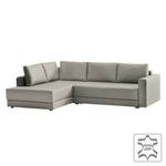 Ecksofa Carlo mit Schlaffunktion- Echtleder - Grau - Longchair davorstehend links