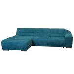 Ecksofa Carman Webstoff Petrol - Longchair davorstehend links - Schlaffunktion