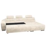 Ecksofa Carman Webstoff Beige - Longchair davorstehend rechts - Schlaffunktion