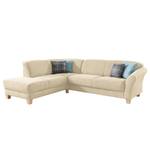 Ecksofa Cebu Webstoff Creme - Ottomane davorstehend links - Keine Funktion