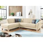 Ecksofa Cebu Webstoff Creme - Ottomane davorstehend links - Keine Funktion