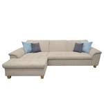 Ecksofa Charlo Antiklederlook - Flachgewebe Soan: Cappuccino - Longchair davorstehend links