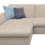 Ecksofa Charlo Antiklederlook - Flachgewebe Soan: Cappuccino - Longchair davorstehend links