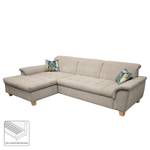 Ecksofa Charlo Antiklederlook - Flachgewebe Soan: Cappuccino - Longchair davorstehend links