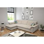 Ecksofa Charlo Antiklederlook - Flachgewebe Soan: Cappuccino - Longchair davorstehend links