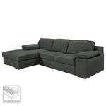 Ecksofa Chenega Webstoff Anthrazit - Longchair davorstehend links - Keine Funktion