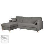 Ecksofa Clintwood (mit Schlaffunktion) Webstoff Longchair beidseitig montierbar - Platin