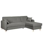 Ecksofa Clintwood (mit Schlaffunktion) Webstoff Longchair beidseitig montierbar - Platin