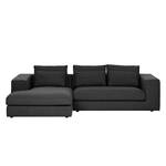 Ecksofa Columbia Webstoff Stoff Dara: Anthrazit - Longchair davorstehend links